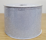 Gift Wrapping - Ribbon Silver Shimmer Glitter 2.5" x 10Y