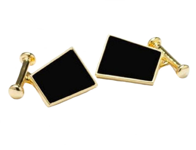 Black Onyx & Gold Finish Dress Cufflinks