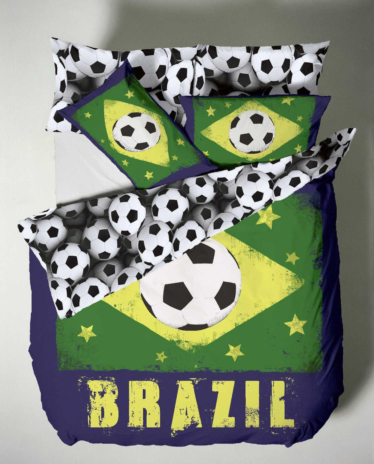 Catherine Lansfield Football Bedding Brazil Duvet Quilt Set -  Double Bed