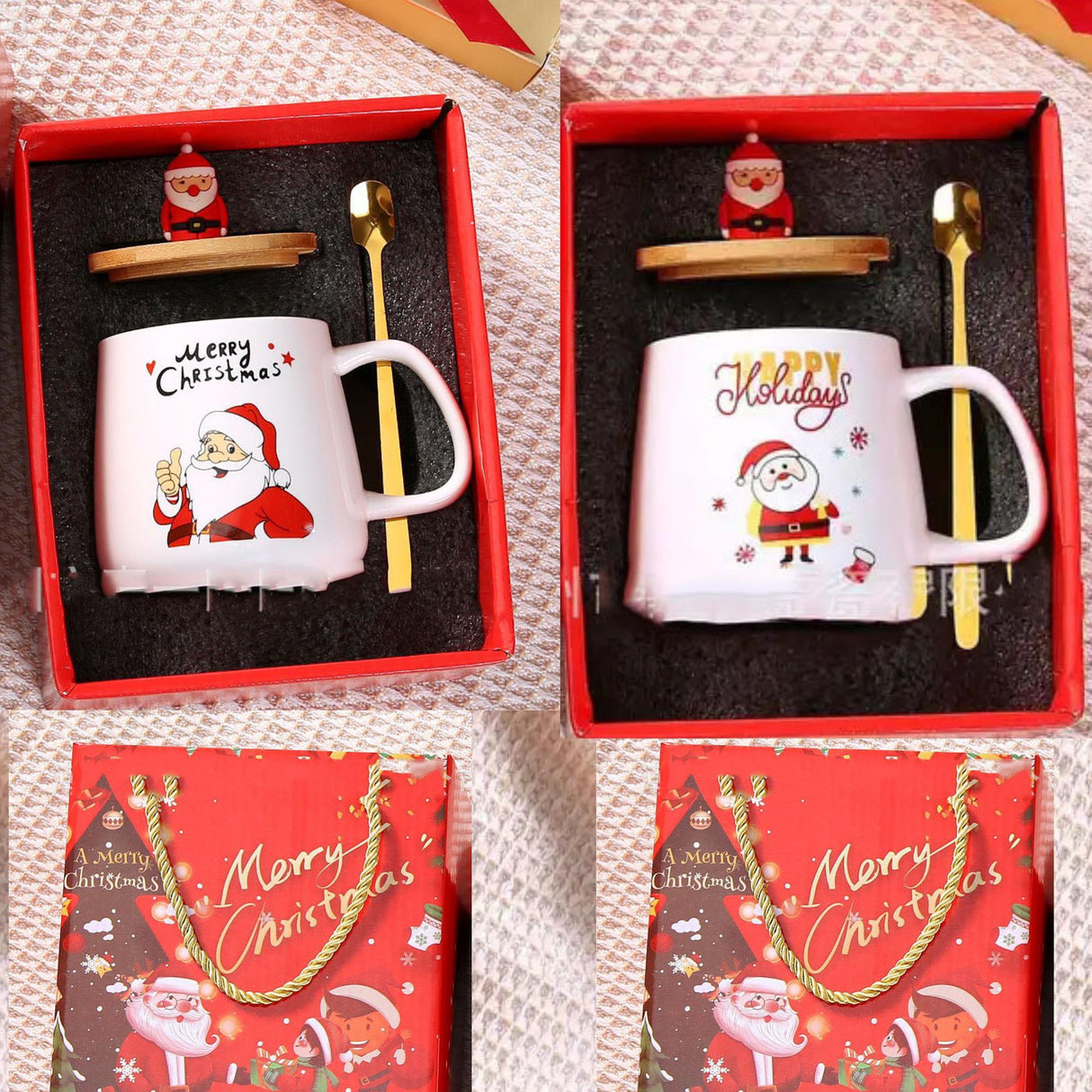 Christmas Mug Gift Set - Santa & Happy Holidays Dual Pack