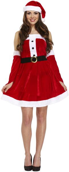 Sexy Miss Santa Fancy Dress Costume Size 10-14