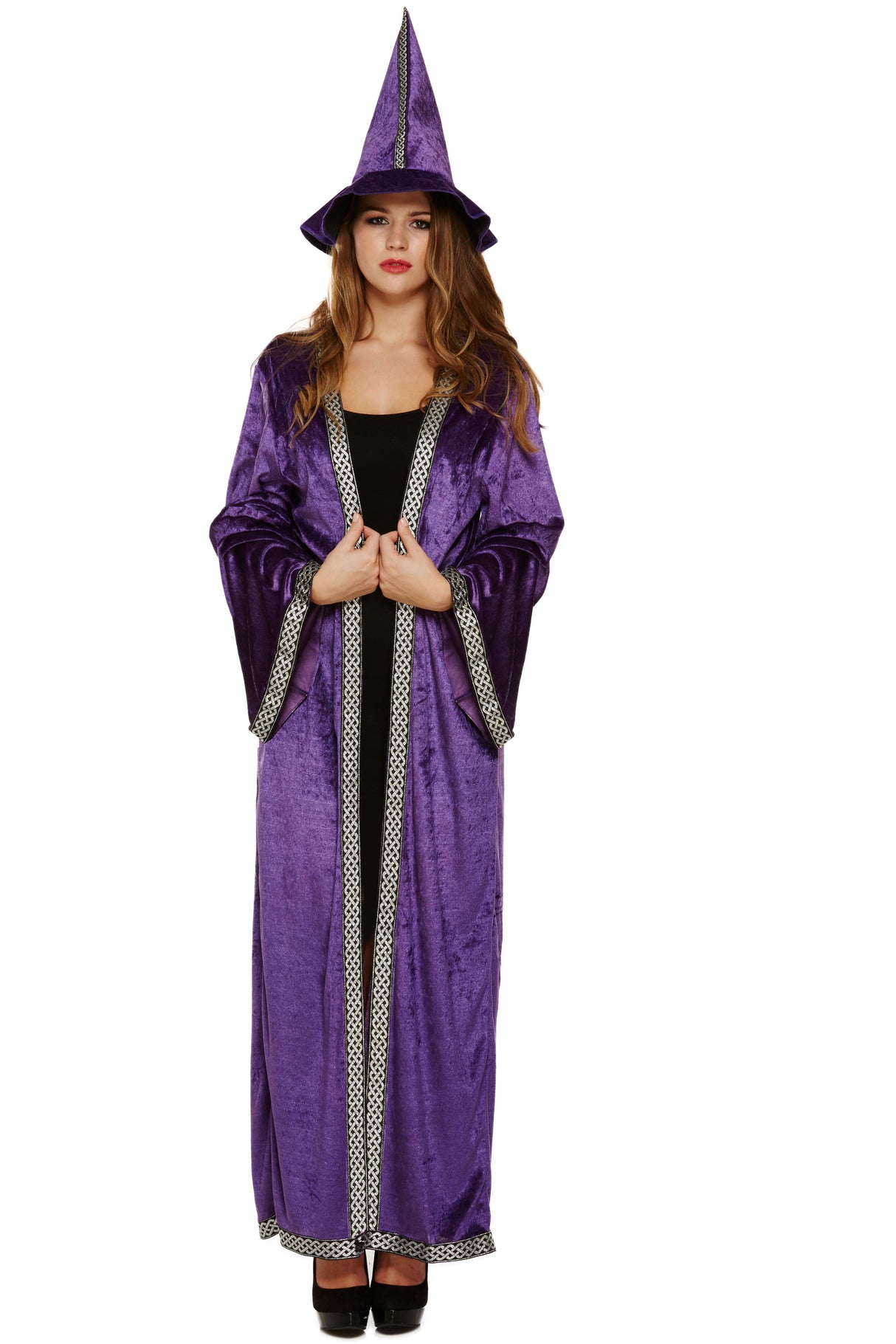 Purple Sorceress Cloak & Hat Fancy Dress Size 12-14