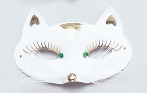 Cat Eye Mask With Whiskers & Eyelash Trim (White)