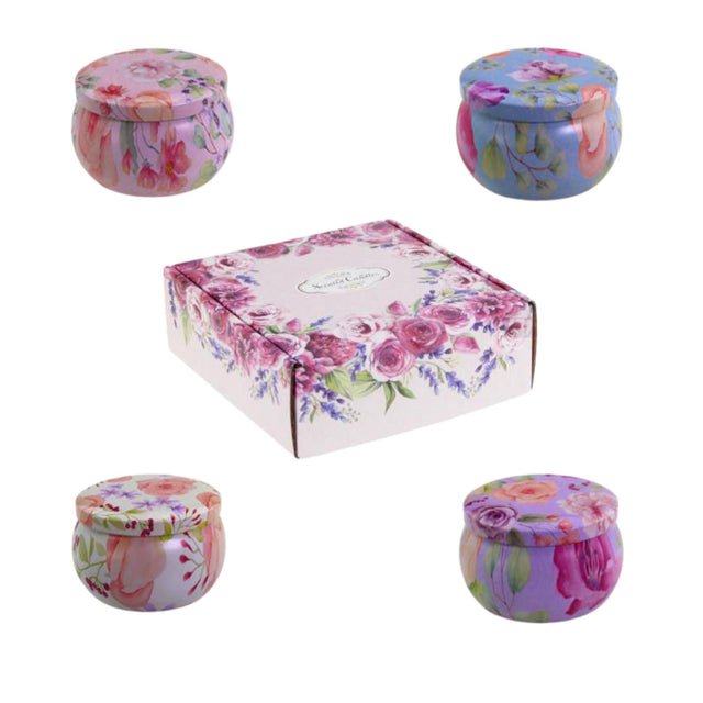 Floral Scented Candles Gift Set - 4 Fragrances - Crusader Gifts