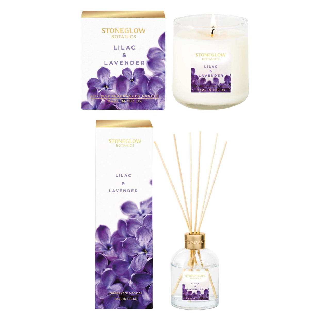 Stoneglow Candles Botanic Reed Diffuser & Candle - Lilac & Lavender