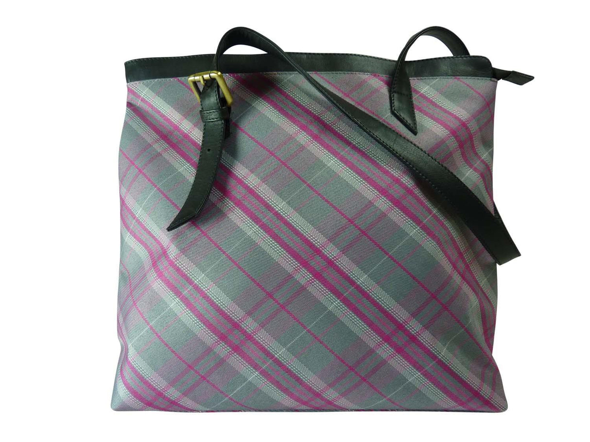 Pell Mell Leather Tote Bag Pink/Grey Tartan