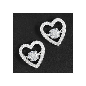 moving crystals silver plated earrings - glam heart