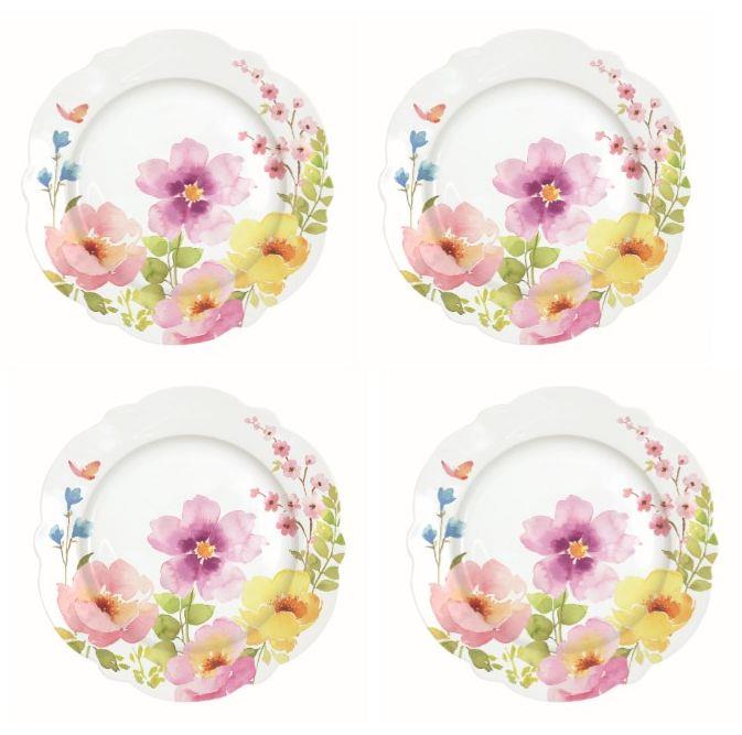 Watercolours by Dora Papis Porcelain Dessert Plates - Set of 4