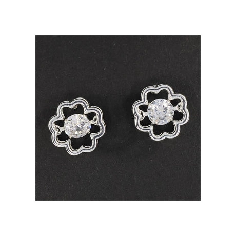 Equilibrium Moving Crystals Silver Plated Earrings - Clover Stud