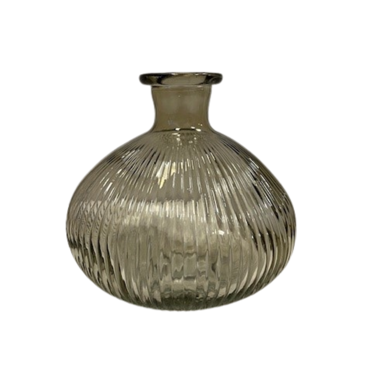 Satchville Ribbed Glass Ball Vases - Smokey Brown