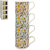 William Morris 4 Stacking Fine China Mugs Gift Set - Fruits