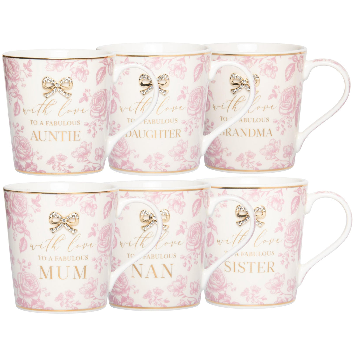Fine China Mug with Bow embellishment - various family names