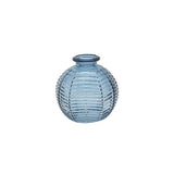 Bright Ribbed Glass Small Ball Vase (Set of 2) - Blue