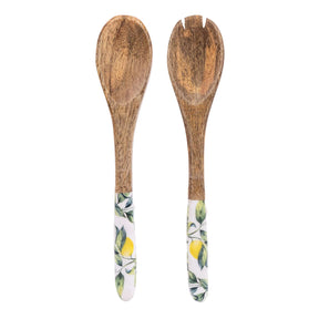 Candlelight Handcrafted Set of 2 Wooden Fork and Spoons lemon