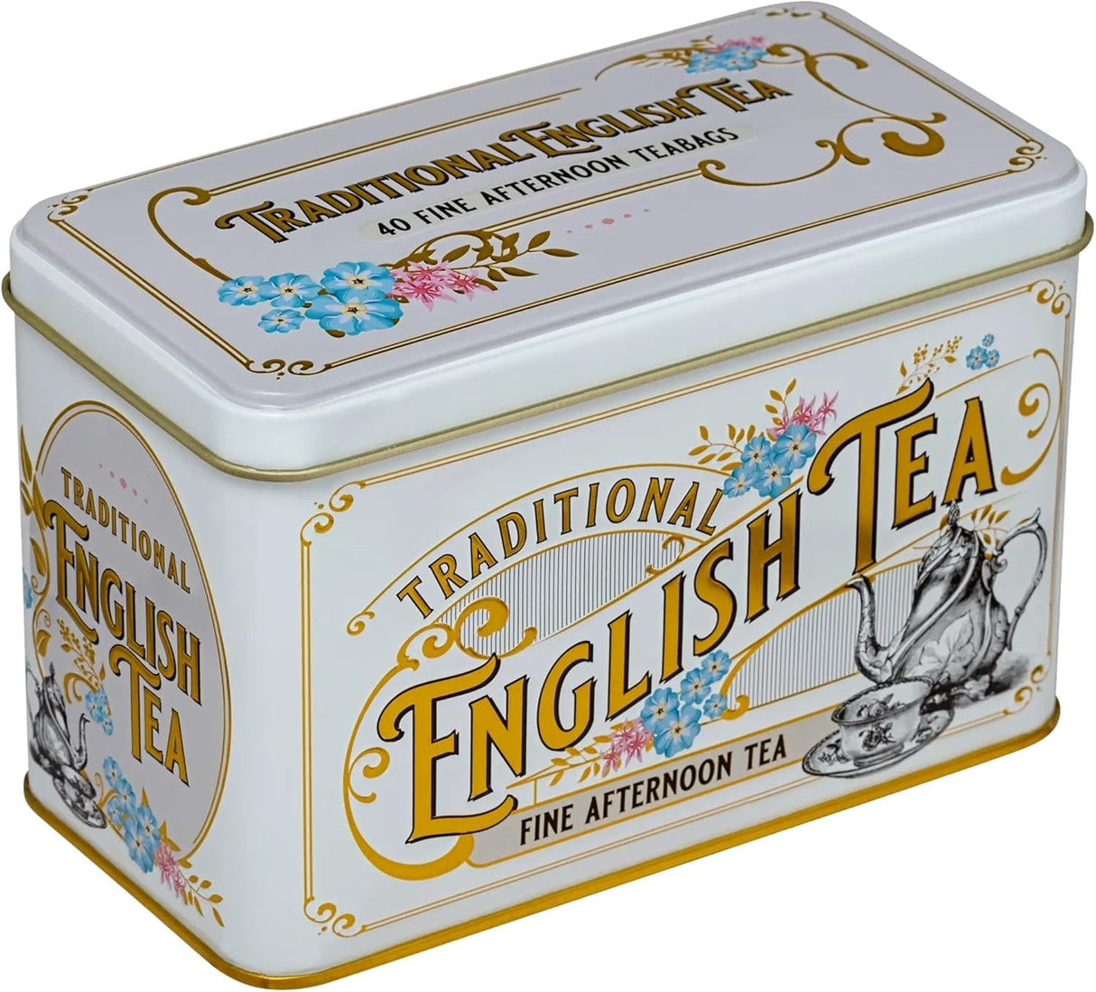 New English Teas Vintage Victorian Tin Caddy with 40 Afternoon Tea Bags - Ivory