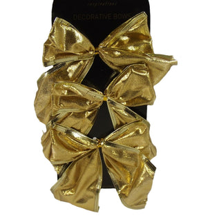 Pack of 6 Bows Christmas Gift Wrap or Tree Decoration Various Colours & Designs gold