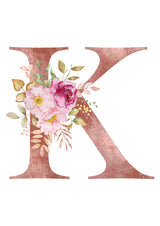 Personalised Tote Bags - Pink Floral Initial Design (A-Z)
