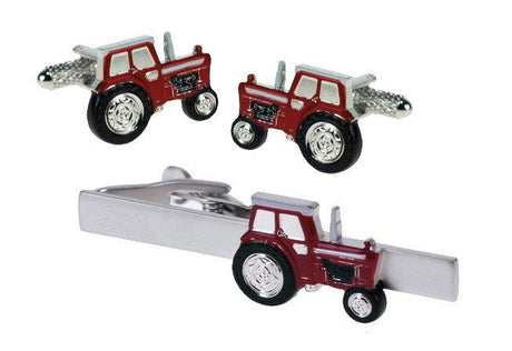 Red Tractor Cufflinks & Tie Bar Gift Set