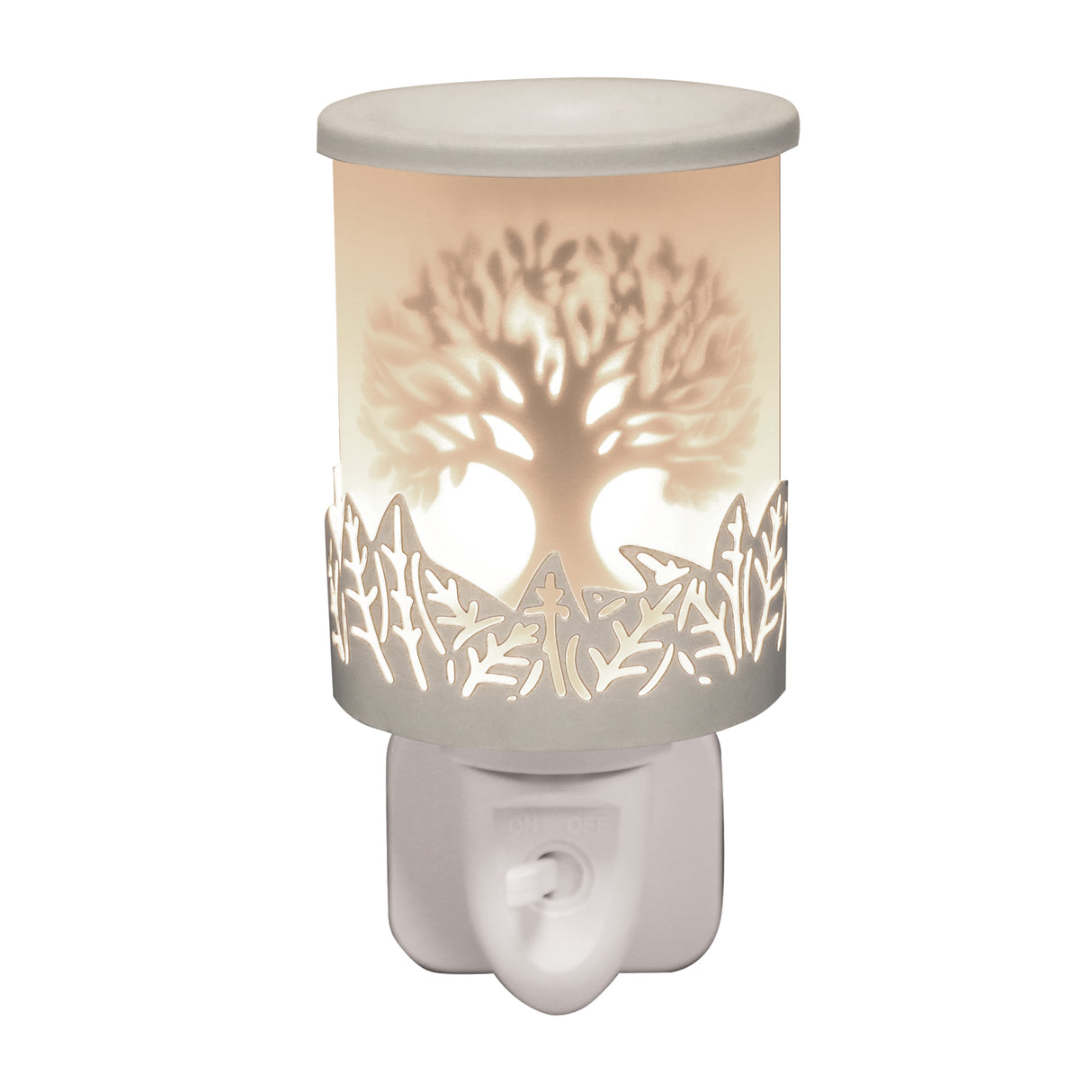 Aroma plug in wax melter tree of life design white