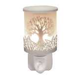 Aroma plug in wax melter tree of life design white