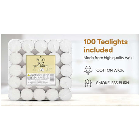 Price's White Tea Lights Pack of 100