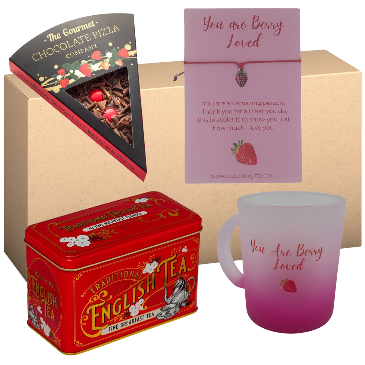 You Are Berry Loved Strawberry Gift Set - Candle Mug & Tea Gift Treat Box