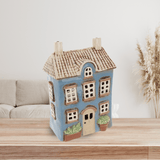 Village Pottery Garden House Tea Light Holder - Blue