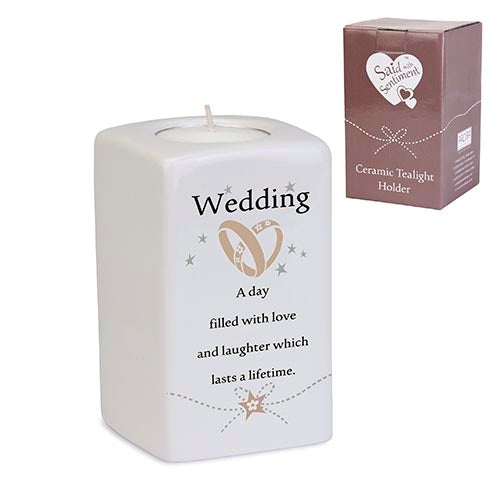 Said With Sentiment Ceramic Tea Light Holder - Wedding