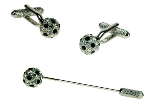 Crystal Cufflinks & Tie Cravat Pin Gift Set