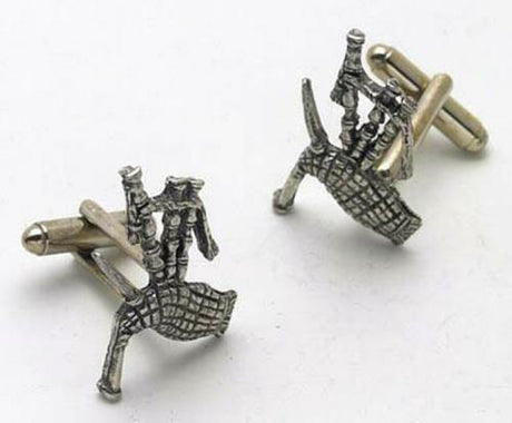English Pewter Cufflinks - Bagpipes