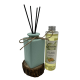 Woodside Pastel Green Ceramic Reed Diffuser Vase with Woodside Luxury Refill