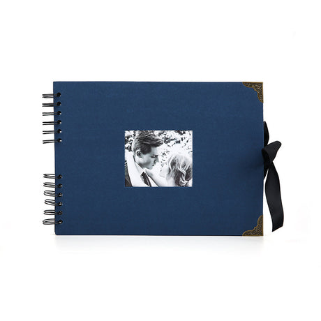 Woodside Home Living Metal Corner Scrap Book Style Photo Album 29cm x 21.5cm denim blue
