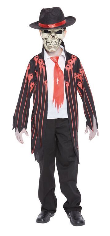 Mad Mobster Dead Gangster Halloween Horror Fancy Dress Costume Age 7 - 12