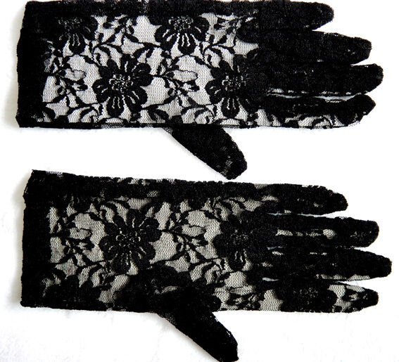 Lace Gloves 9" (Black) Fancy Dress