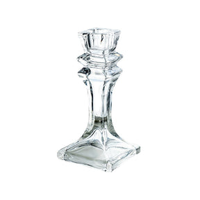 Woodside Home Living Square Base Clear Glass Candle Holders - Various Sets
