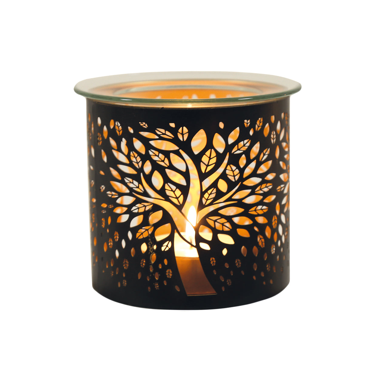 Aroma Metal Silhouette Wax Melt Burner/Candle Holder - Black & Gold Tree Of Life