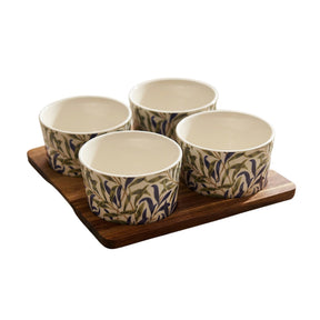 William Morris 4 Snack Bowls & Tray Set - Willow Bough