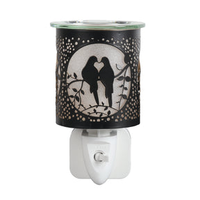 Aroma Electric Wax Melt Burner Plug In - Black & Gold Doves