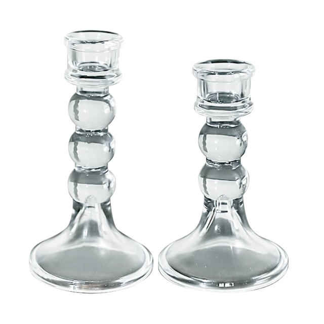 Glass Dinner Candle Holder Smooth Design - Various Sizes