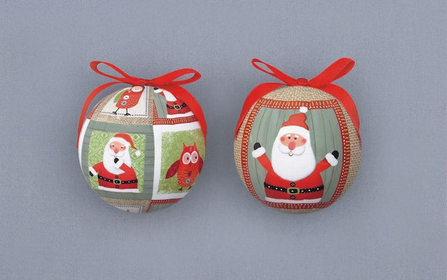 Christmas Tree Baubles - Decoupage Santa & Owl Pack of 4 Assorted