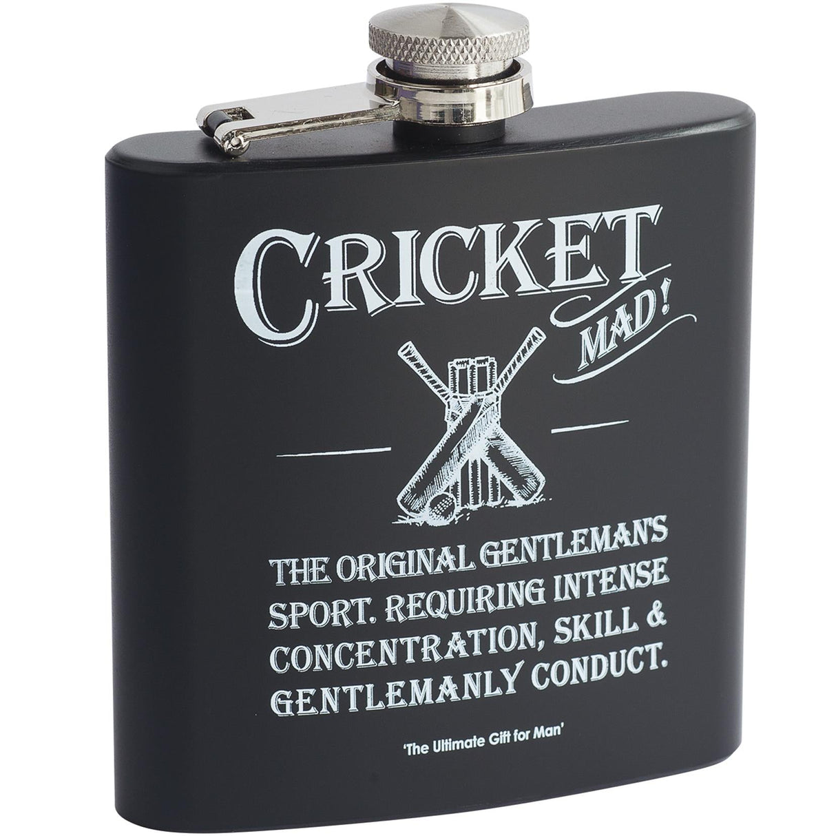 Ultimate Man Gift Hip Flask - Cricket Mad