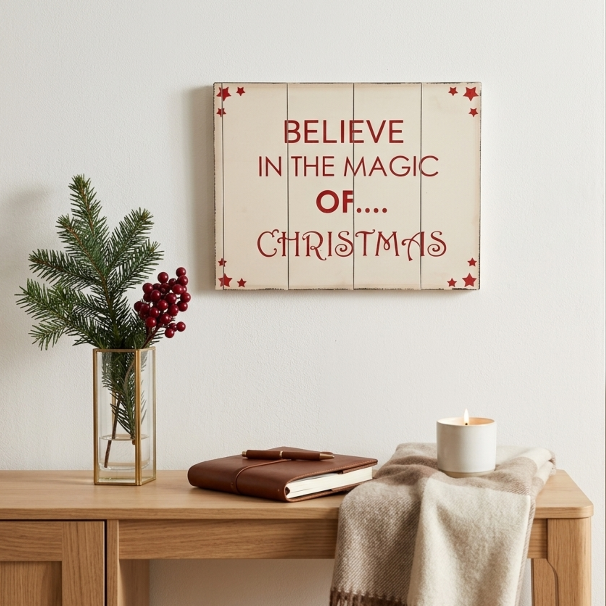 Christmas Decoration - Wooden Wall Art Believe in the Magic of Christmas