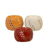 Ceramic Leaf Detail Wax Melter - Various Colours