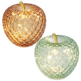 LED Diamond Cut Glass Apple Decoration - Various Colours
