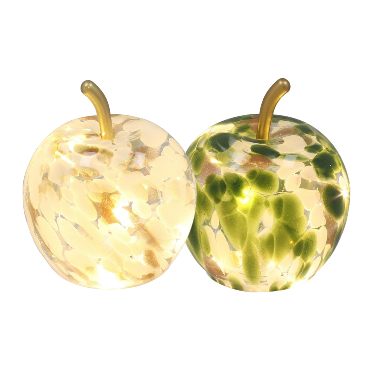 LED Diamond Cut Glass Mottle Apple Decoration - Various Colours