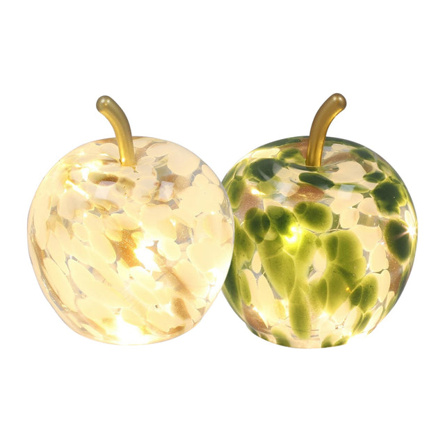 LED Diamond Cut Glass Mottle Apple Decoration - Various Colours