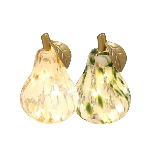 LED Diamond Cut Glass Mottle Pear Decoration - Various Colours