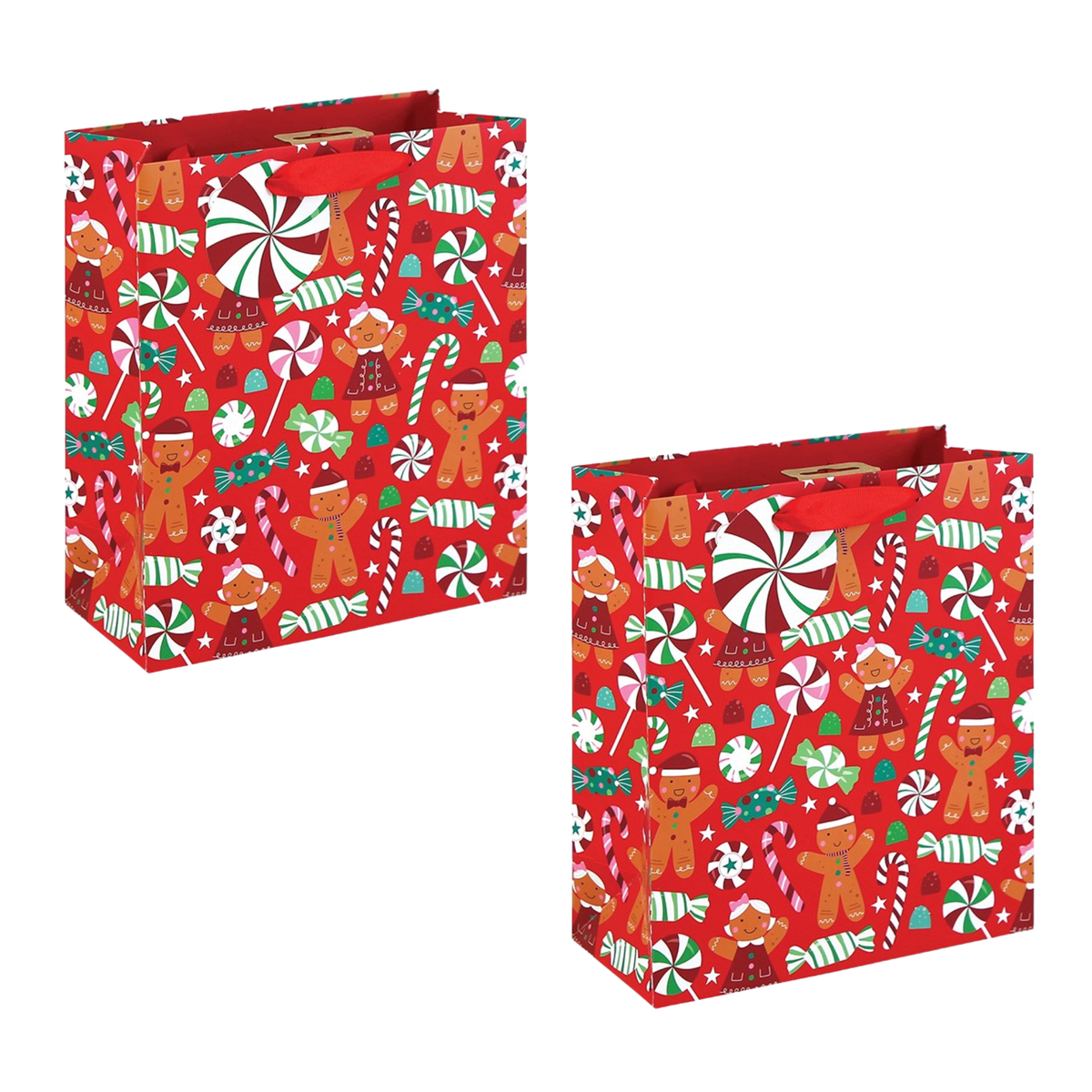 Gingerbread & Sweets Christmas Gift Bag - M Set of 2