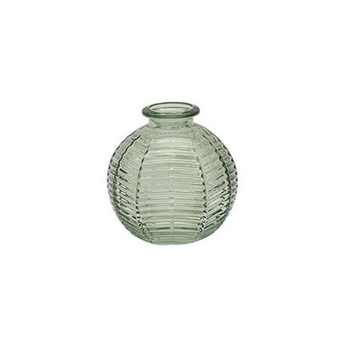 Bright Ribbed Glass Ball Vases Set - Green