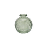 Bright Ribbed Glass Ball Vases Set - Green